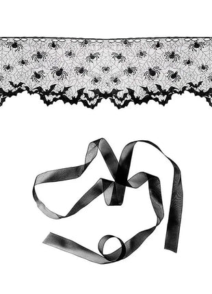 Lampshade Halloween Bat Cobweb Lamp Shade Cover Lace Ribbon Curtain Fireplace Party Decoration Supplies Tools - Riparo82