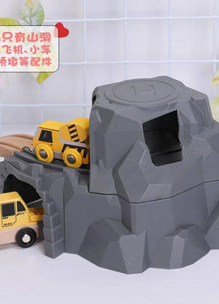 Accessori per binari del treno in legno a doppio tunnel in plastica grigia Accessori per binari a tunnel Giocattoli ferroviari in legno compatibili con binari Thomas Biro - riparo82