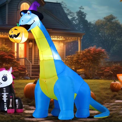 COMIN Halloween Inflatables 10 FT Tall Dinosaurs Eating Pumpkin LED Shake Head Blow Yard Party Decorations Decorations Party