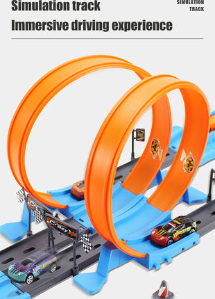 Stunt Speed Doppia competizione Ruote per auto Modello Pista da corsa Kit ferroviari assemblati fai-da-te Veicolo catapulta Ragazzo Giocattoli per bambini Regalo - riparo82
