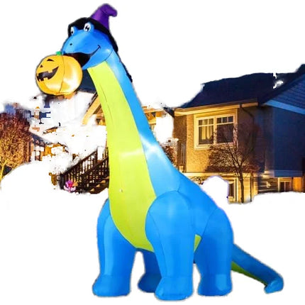 COMIN 10 FT Tall Halloween Dinosaurs Eating Pumpkin Outdoor Halloween Inflatables LED Yard Party Decorations Parties Decoration