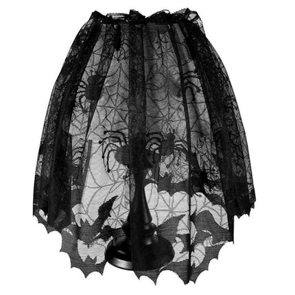 Lampshade Halloween Bat Cobweb Lamp Shade Cover Lace Ribbon Curtain Fireplace Party Decoration Supplies Tools