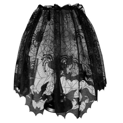 Lampshade Halloween Bat Cobweb Lamp Shade Cover Lace Ribbon Curtain Fireplace Party Decoration Supplies Tools