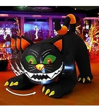 COMIN 5ft Halloween Inflatables Cat Indoor-Outdoor Party & Garden Lawn Decor with Built-in LEDs Pumpkin Blow Yard Decorations