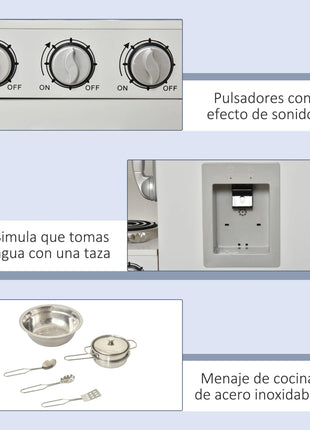 Cucina giocattolo Homcom con contenitori multipli per +3 anni 74X30X81 cm - riparo82