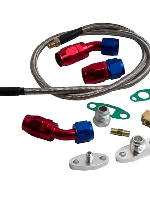 T3 TO4E T04E V-band 420hp Turbocharger 0.63 AR Oil inlet outlet Line Kit