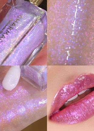 CHARMACY Duochrome Mineral Liquid Lipstick Chameleon Holographic Lip Gloss with Shimmer Aurora Effect Glitter Makeup - Riparo82