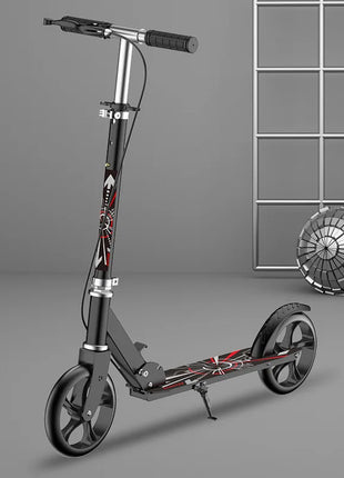 Urban Adult Two-Wheel Foldable Scooter with Large PU Planar Wheel and Hand Brake for Convenient Transportation - riparo82