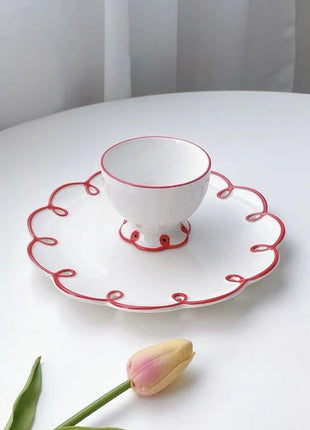 Holaroom piatto in ceramica scavato tazza da tè al latte pratico piatto da pranzo tazza da caffè Dessert piatto da pane stoviglie stoviglie da cucina - riparo82