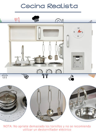 Cucina giocattolo Homcom con contenitori multipli per +3 anni 74X30X81 cm - riparo82