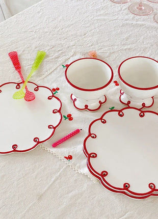 Holaroom piatto in ceramica scavato tazza da tè al latte pratico piatto da pranzo tazza da caffè Dessert piatto da pane stoviglie stoviglie da cucina - riparo82