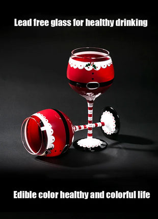 Calice da vino rosso in cristallo Bicchieri colorati Bicchiere da vino Bicchiere da whisky in vetro dipinto a mano artificiale Regalo di Natale - riparo82