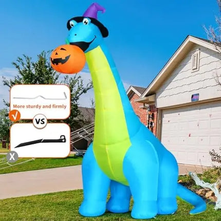 COMIN Halloween Inflatables 10 FT Tall Dinosaurs Eating Pumpkin LED Shake Head Blow Yard Party Decorations Decorations Party