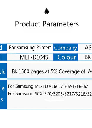 Toner cartridge for samsung MLT-D104S D104S d1043s 1043s 104S d104s for SCX - 3200 3205 3217 3210 ML 1660 1661 1665 1666 - Riparo82