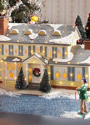 Casa natalizia in resina luminosa Casa per auto di Babbo Natale Decorazione per garage per le vacanze rurali Decorazione per il desktop Statua Regalo di Natale