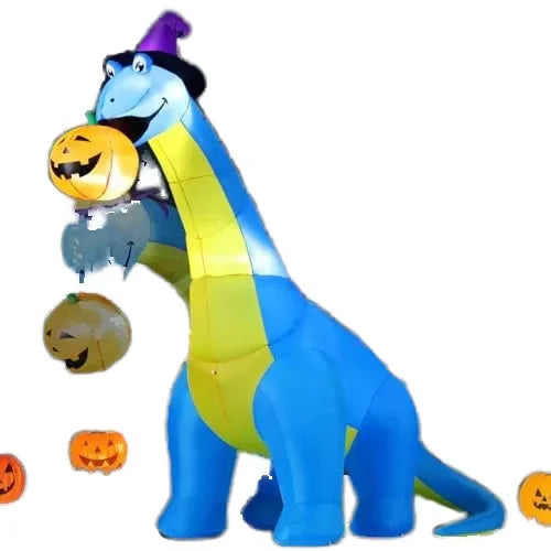 COMIN Halloween Inflatables 10 FT Tall Dinosaurs Eating Pumpkin LED Shake Head Blow Yard Party Decorations Decorations Party