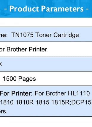 Toney King Toner Cartridge TN1075 TN 1075 Compatible for Brother HL-1110 1112 DCP-1510 1512R MFC-1810 Printer With Chip - Riparo82