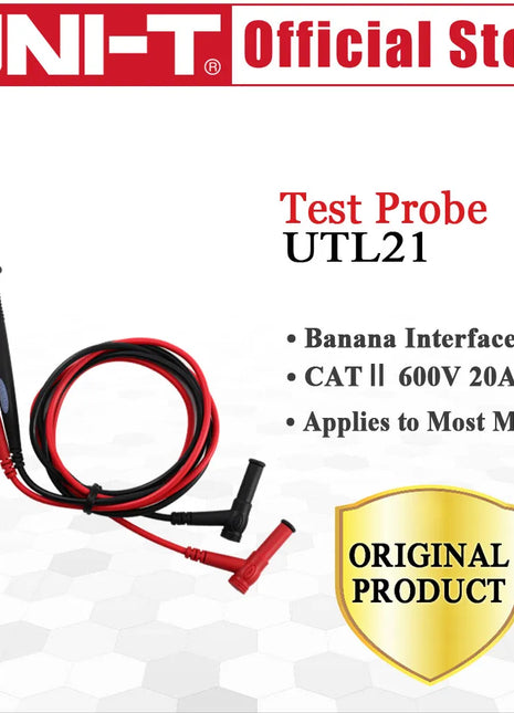 UNI-T UTL21 Probe Cross Plug With Shield Sleeve General Type Test Leads Applies To Most Multimeter Accessories CAT IV 600V 20A