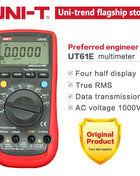UNI-T True RMS Digital Multimeter UT61A UT61B UT61C UT61D UT61E UNI T AC DC Multimetros Capacitor Transistor Tester Data Peak - Riparo82