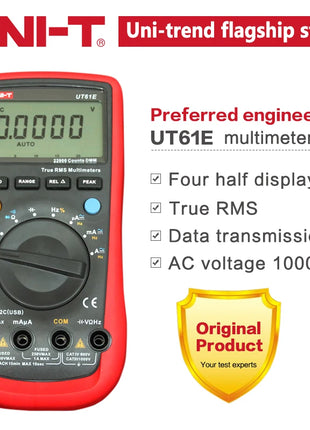 UNI-T True RMS Digital Multimeter UT61A UT61B UT61C UT61D UT61E UNI T AC DC Multimetros Capacitor Transistor Tester Data Peak - Riparo82