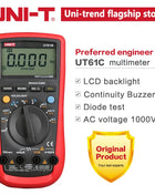 UNI-T True RMS Digital Multimeter UT61A UT61B UT61C UT61D UT61E UNI T AC DC Multimetros Capacitor Transistor Tester Data Peak - Riparo82