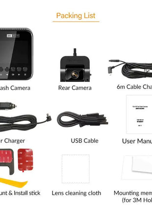 Dash Cam 4K WiFi GPS  Front and Rear View Camera Car DVR  Automatic Recorder 3840*2160P 30FPS Nigth Vision 24H Parking Monitor - Riparo82