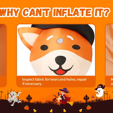 COMIN 4 FT Halloween Shiba Inu Wizard Dog Inflatable Indoor/Outdoor Party & Garden Lawn Decor with Built-in LEDs