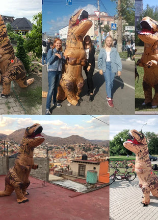 T-rex gonfiabile uit Tyrannosaurus Costume da dinosauro bambino bambini adulto gioco di ruolo Fancy Halloween Mascot Party Apparel