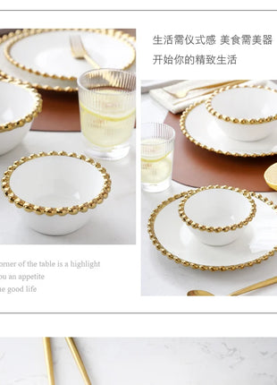 Nuovo piatto in ceramica con bordo dorato nordico, piatto in ceramica, leggero, di lusso, per riporre gioielli, piatto per torta, piatto per colazione a casa, a forma di cuore - riparo82