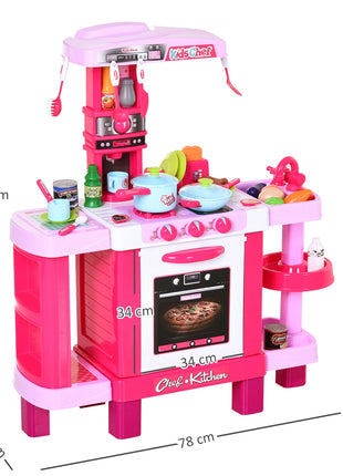 Homcom Set di giocattoli da cucina per bambini di età superiore a 3 anni Gioco di ruolo educativo precoce con 38 accessori inclusi Rosa - riparo82