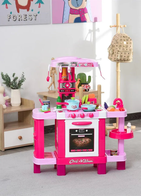 Homcom Set di giocattoli da cucina per bambini di età superiore a 3 anni Gioco di ruolo educativo precoce con 38 accessori inclusi Rosa - riparo82