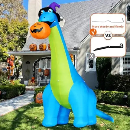 COMIN 10 FT Tall Halloween Dinosaurs Eating Pumpkin Outdoor Halloween Inflatables LED Yard Party Decorations Parties Decoration