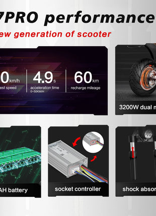 Stock High-Speed 70KM/H 3200W Dual Motors Foldable Adult Electric Scooter 10-Inch Wheel All Roads Silent Tires Long Battery Life - riparo82