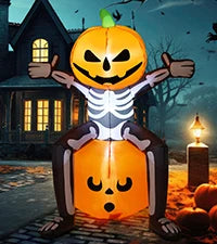 COMIN Halloween Inflatables 10 FT Tall Dinosaurs Eating Pumpkin LED Shake Head Blow Yard Party Decorations Decorations Party