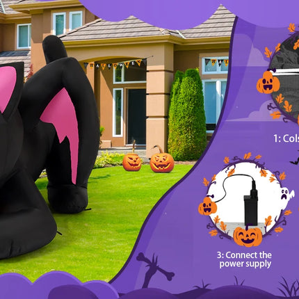 COMIN 5ft Halloween Inflatables Cat Indoor-Outdoor Party & Garden Lawn Decor with Built-in LEDs Pumpkin Blow Yard Decorations