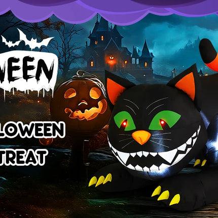 COMIN 6 FT Halloween Outdoor & Indoor Party Decorations Large Black Cat with Moving Head & Built-in LEDs Yard Garden Lawn Decor
