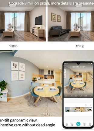 Xiaomi Mijia APP PTZ Pro 2K 3 Megapixels 360° Panoramic bluetooth4.2 Smart IP Camera AI Detection Two-way Intercom Home Security - Riparo82