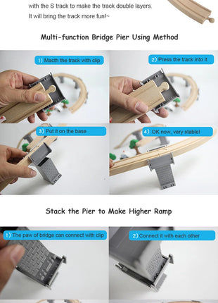 Tutti i tipi di binari del treno in legno Accessori Binari ferroviari in legno di faggio Ponte in legno Tunnel adatto per binari in legno Giocattoli per bambini - riparo82