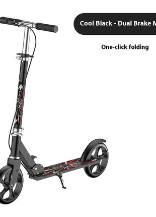 Urban Adult Two-Wheel Foldable Scooter with Large PU Planar Wheel and Hand Brake for Convenient Transportation - riparo82