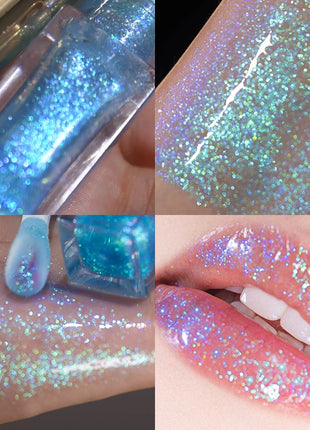 CHARMACY Duochrome Mineral Liquid Lipstick Chameleon Holographic Lip Gloss with Shimmer Aurora Effect Glitter Makeup - Riparo82