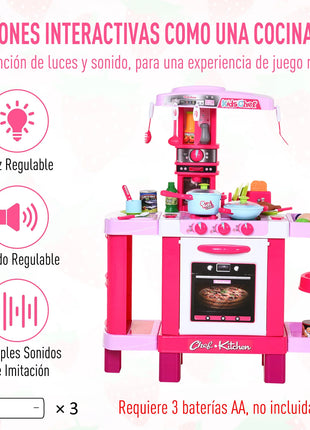 Homcom Set di giocattoli da cucina per bambini di età superiore a 3 anni Gioco di ruolo educativo precoce con 38 accessori inclusi Rosa - riparo82