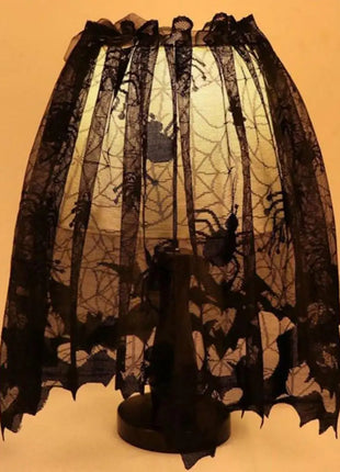 Lampshade Halloween Bat Cobweb Lamp Shade Cover Lace Ribbon Curtain Fireplace Party Decoration Supplies Tools - Riparo82