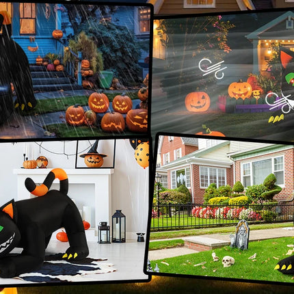 COMIN 6 FT Halloween Outdoor & Indoor Party Decorations Large Black Cat with Moving Head & Built-in LEDs Yard Garden Lawn Decor