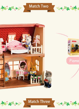 Simulazione Cucina Foresta Famiglia Piccola casa Doppia Villa a tre piani Renna Modello animale Ragazza Casa delle bambole Mobili Regali giocattolo - riparo82