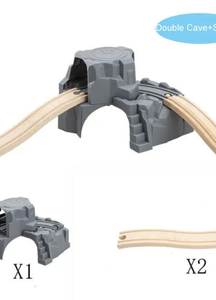 Accessori per binari del treno in legno a doppio tunnel in plastica grigia Accessori per binari a tunnel Giocattoli ferroviari in legno compatibili con binari Thomas Biro - riparo82