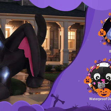 COMIN 5ft Halloween Inflatables Cat Indoor-Outdoor Party & Garden Lawn Decor with Built-in LEDs Pumpkin Blow Yard Decorations