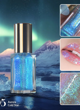 CHARMACY Duochrome Mineral Liquid Lipstick Chameleon Holographic Lip Gloss with Shimmer Aurora Effect Glitter Makeup - Riparo82