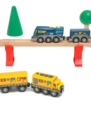 Set di treni elettrici Giocattoli Modello di treno Auto elettrica adatta per ferrovia in legno Pista del treno in legno Regalo di Natale per bambini
