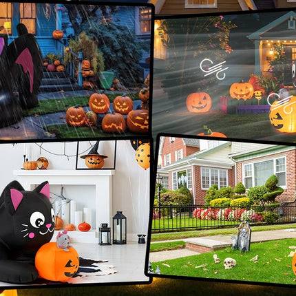 COMIN 5ft Halloween Inflatables Cat Indoor-Outdoor Party & Garden Lawn Decor with Built-in LEDs Pumpkin Blow Yard Decorations