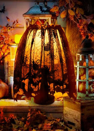 Lampshade Halloween Bat Cobweb Lamp Shade Cover Lace Ribbon Curtain Fireplace Party Decoration Supplies Tools - Riparo82